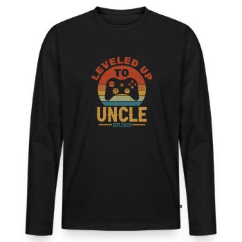 Pregnancy Uncle - Men's Premium Organic Long Sleeve Shirt - black - Front - Nico (187cm)