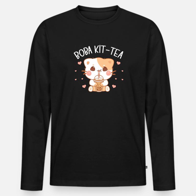 Bubble Tea - Männer Premium Bio Langarmshirt - Schwarz