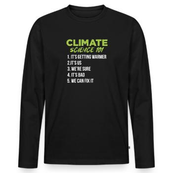 Climate change - Men's Premium Organic Long Sleeve Shirt - black - Front - Nico (187cm)