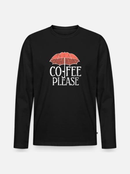 Kaffee - Männer Premium Bio Langarmshirt - Schwarz
