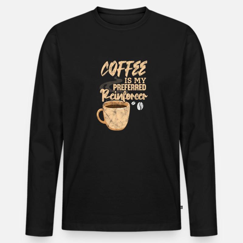 Kaffee - Männer Premium Bio Langarmshirt - Schwarz