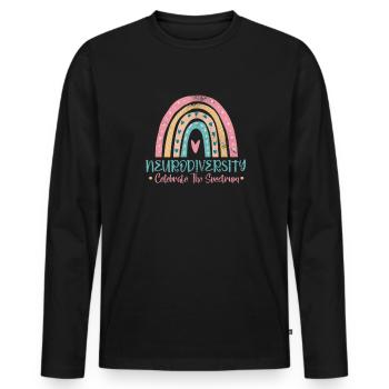ADHS - Männer Premium Bio Langarmshirt - Schwarz - Vorne - Nico (187cm)