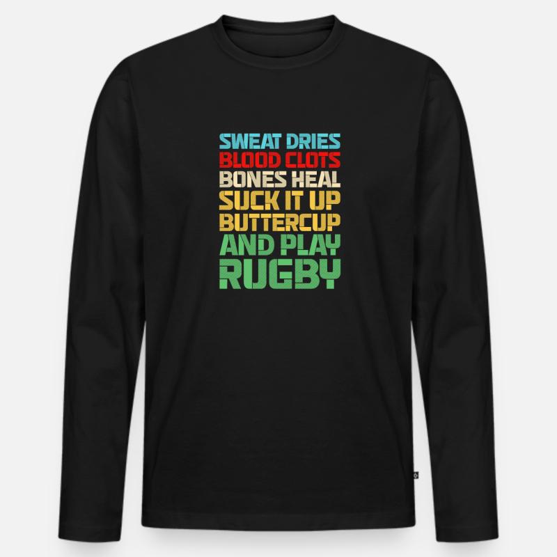 Rugby - Männer Premium Bio Langarmshirt - Schwarz