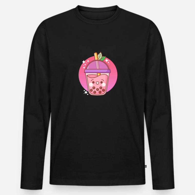 Bubble Tea - Männer Premium Bio Langarmshirt - Schwarz