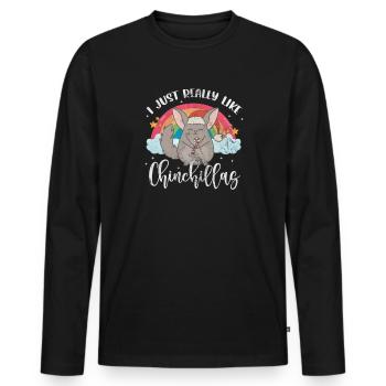 Chinchilla Rodent Pet Rodent Gift - Men's Premium Organic Long Sleeve Shirt - black - Front - Nico (187cm)