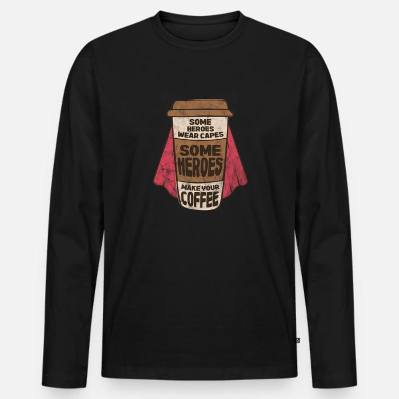 Kaffee - Männer Premium Bio Langarmshirt - Schwarz