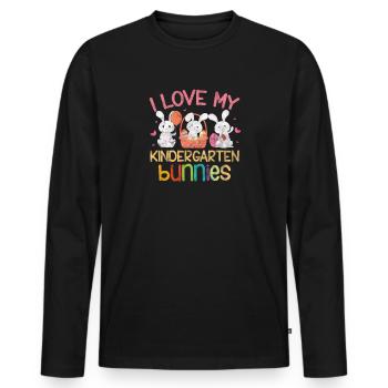 École maternelle - T-shirt manches longues Premium bio Homme - noir - Devant - Nico (187cm)
