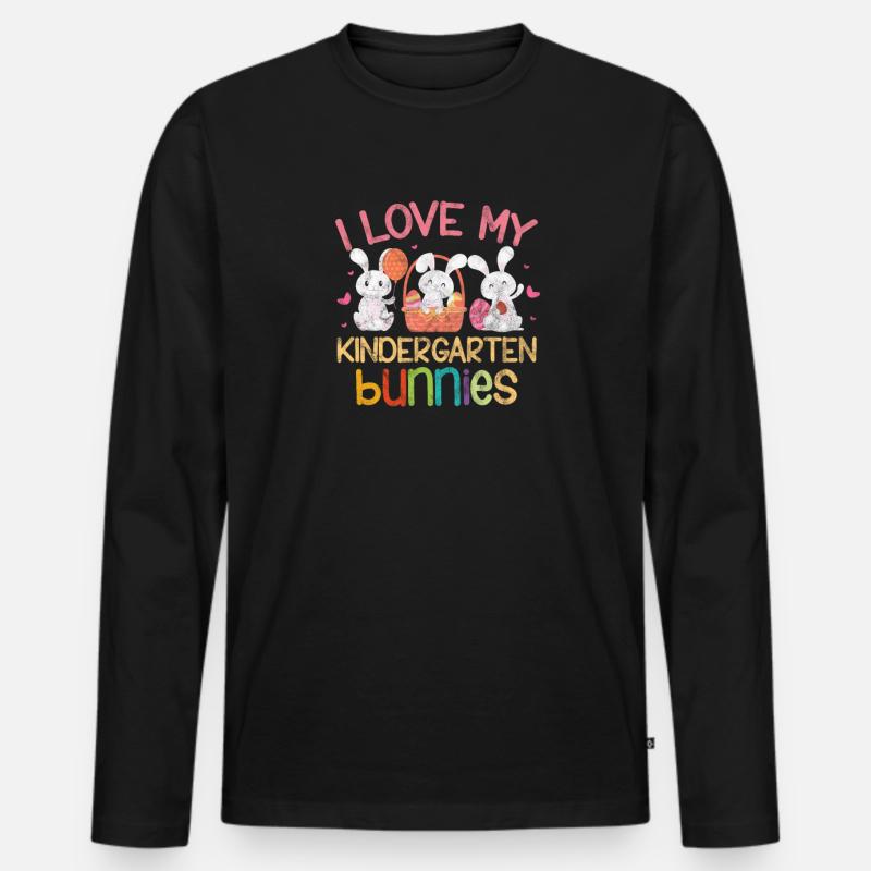 Kindergarten - Männer Premium Bio Langarmshirt - Schwarz