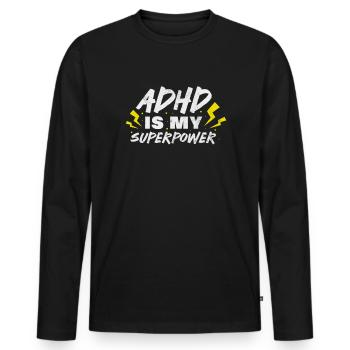 ADHS - Männer Premium Bio Langarmshirt - Schwarz - Vorne - Nico (187cm)