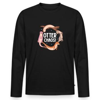 Otter Sea Otter Otter Gift - Men's Premium Organic Long Sleeve Shirt - black - Front - Nico (187cm)