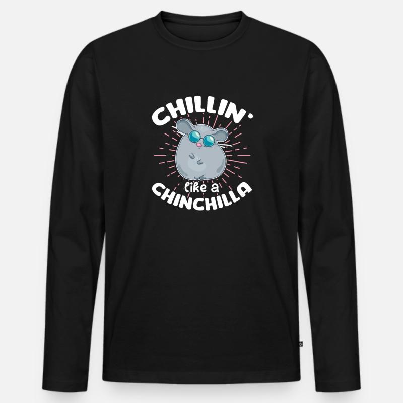 Chinchilla - Männer Premium Bio Langarmshirt - Schwarz