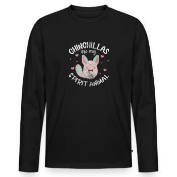 Chinchilla Rodent Pet Rodent Gift - Men's Premium Organic Long Sleeve Shirt - black - Front - Nico (187cm)
