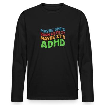 ADHS - Männer Premium Bio Langarmshirt - Schwarz - Vorne - Nico (187cm)