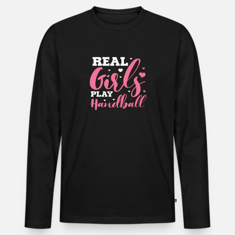 Handball - Männer Premium Bio Langarmshirt - Schwarz