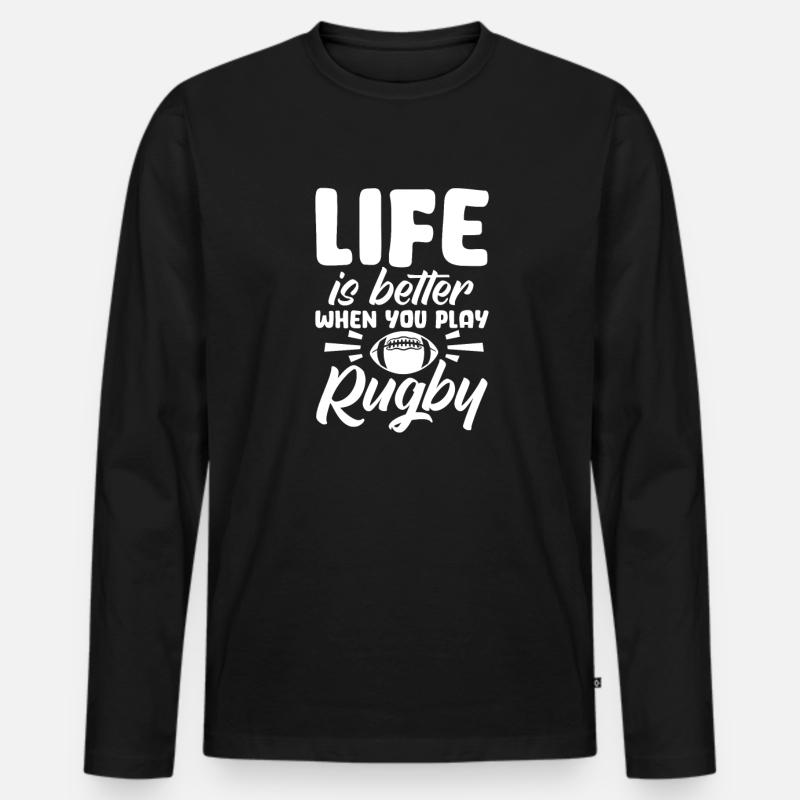 Rugby - Männer Premium Bio Langarmshirt - Schwarz