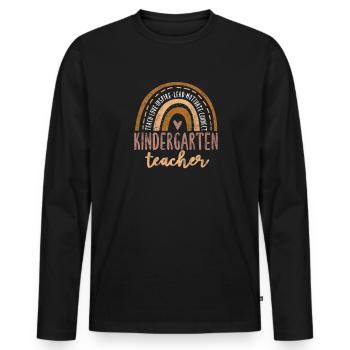 Kindergarten - Männer Premium Bio Langarmshirt - Schwarz - Vorne - Nico (187cm)