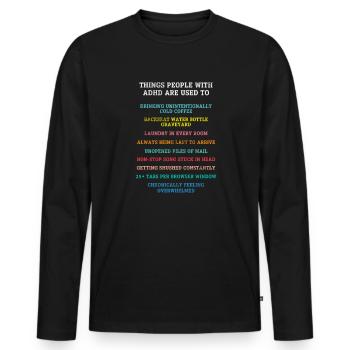 TDAH - T-shirt manches longues Premium bio Homme - noir - Devant - Nico (187cm)