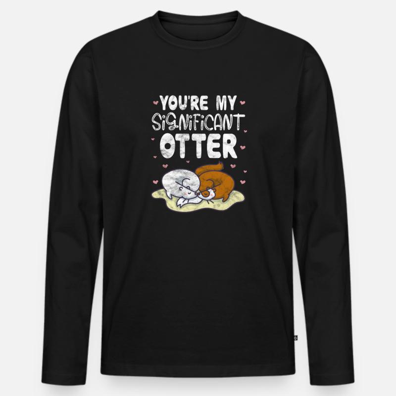 Otter - Männer Premium Bio Langarmshirt - Schwarz