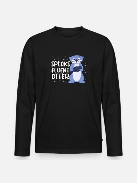 Otter Seeotter Fischotter Geschenk - Männer Premium Bio Langarmshirt - Schwarz