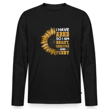 ADHS - Männer Premium Bio Langarmshirt - Schwarz - Vorne - Nico (187cm)