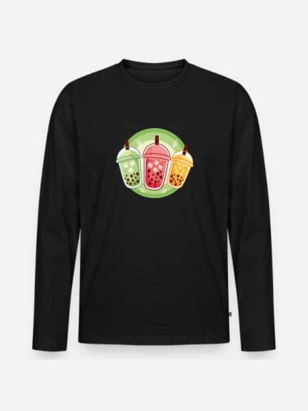 Bubble Tea - Men's Premium Organic Long Sleeve Shirt - black