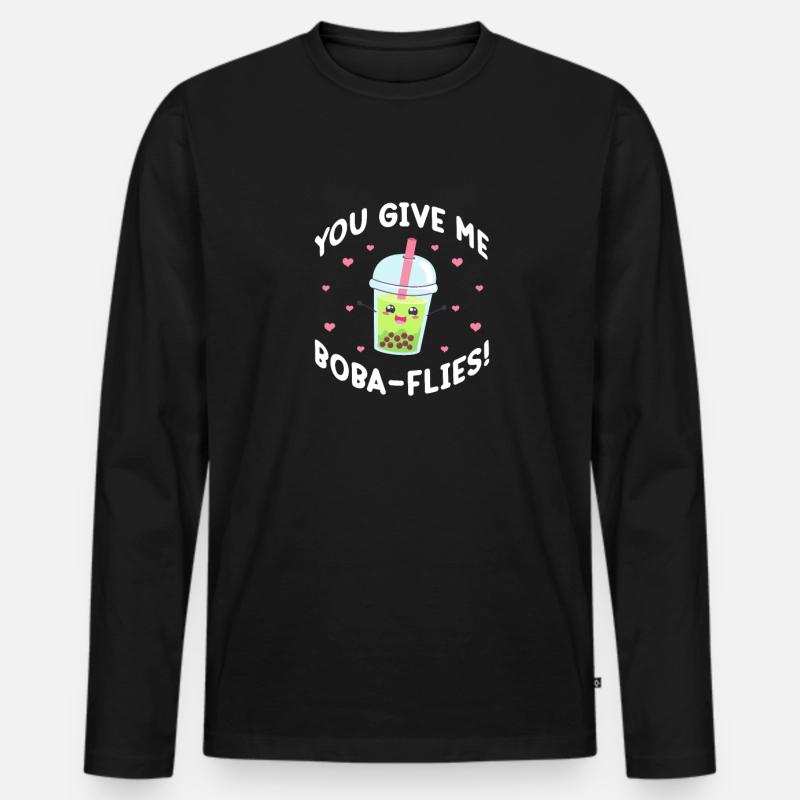 Bubble Tea - Männer Premium Bio Langarmshirt - Schwarz