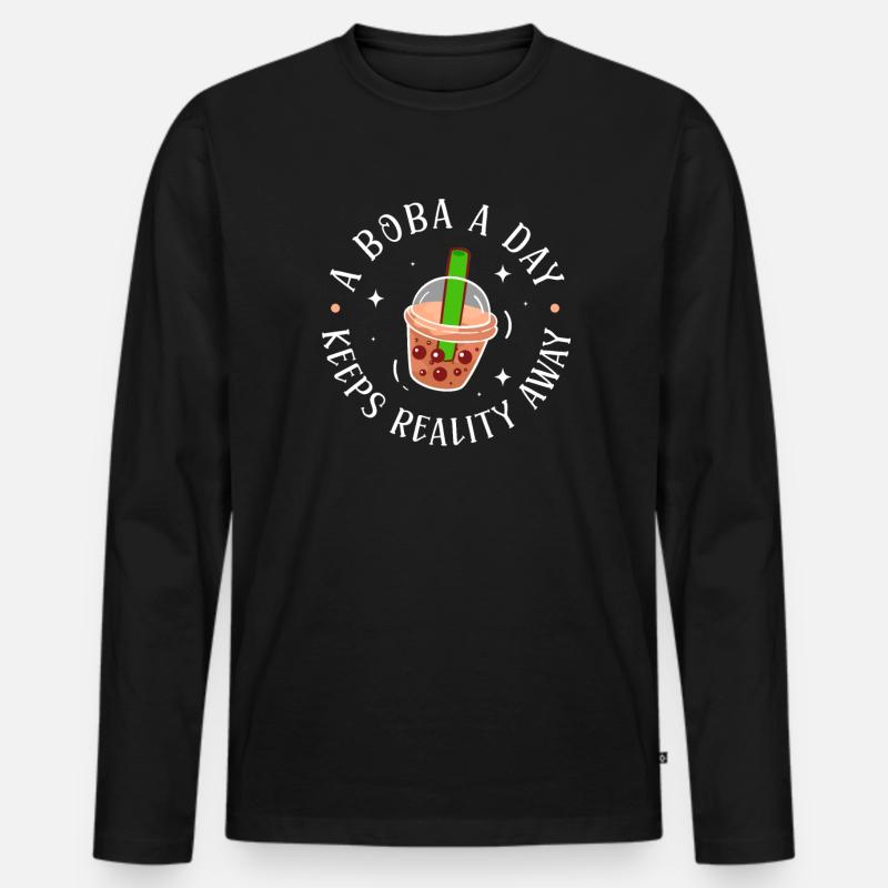 Bubble Tea - Männer Premium Bio Langarmshirt - Schwarz