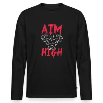 Bodybuilder - Männer Premium Bio Langarmshirt - Schwarz - Vorne - Nico (187cm)