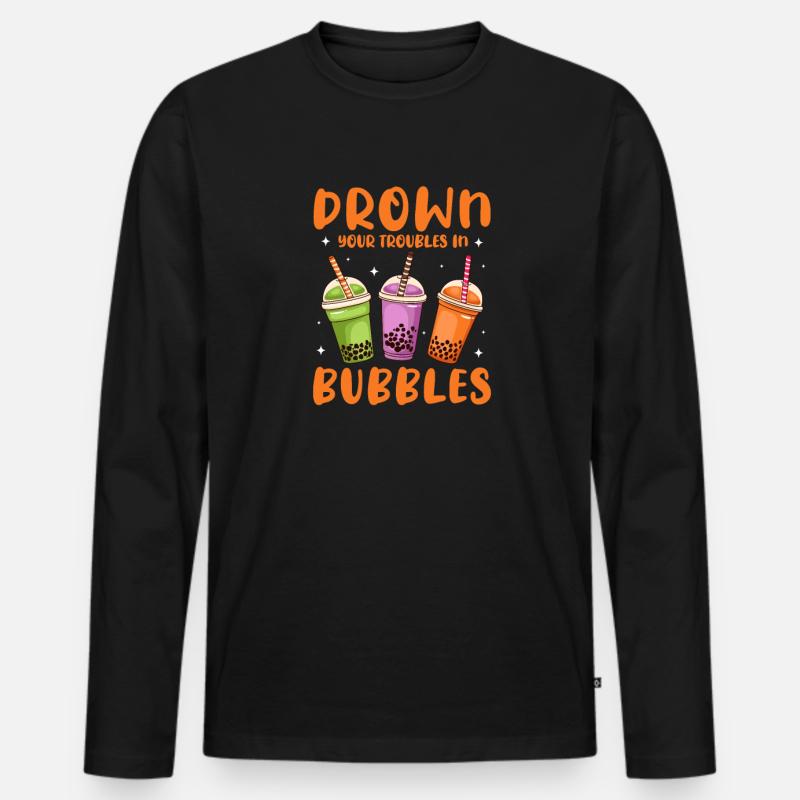 Bubble Tea - Männer Premium Bio Langarmshirt - Schwarz