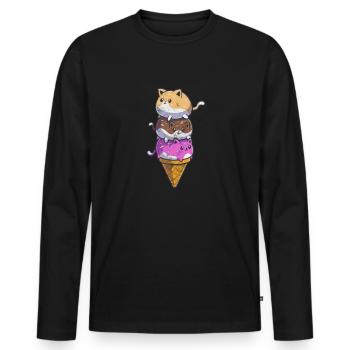 Eiscreme - Männer Premium Bio Langarmshirt - Schwarz - Vorne - Nico (187cm)