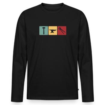 Schmied Schiede Amboss Messerschmied Geschenk - Männer Premium Bio Langarmshirt - Schwarz - Vorne - Nico (187cm)