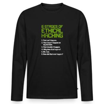 Hacker - Männer Premium Bio Langarmshirt - Schwarz - Vorne - Nico (187cm)