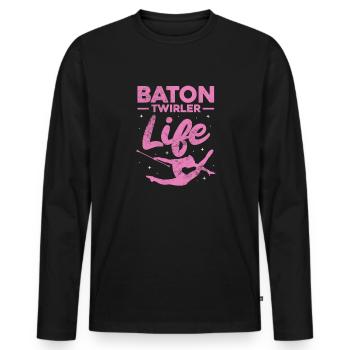 Baton Twirling - Men's Premium Organic Long Sleeve Shirt - black - Front - Nico (187cm)
