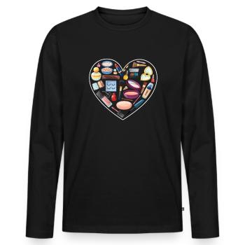 Beautician Cosmetics Makeup Gift - Men's Premium Organic Long Sleeve Shirt - black - Front - Nico (187cm)