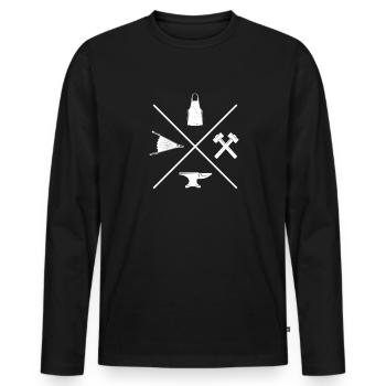 Schmied Schiede Amboss Messerschmied Geschenk - Männer Premium Bio Langarmshirt - Schwarz - Vorne - Nico (187cm)