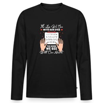 Braille Braille Blind Gift - Men's Premium Organic Long Sleeve Shirt - black - Front - Nico (187cm)