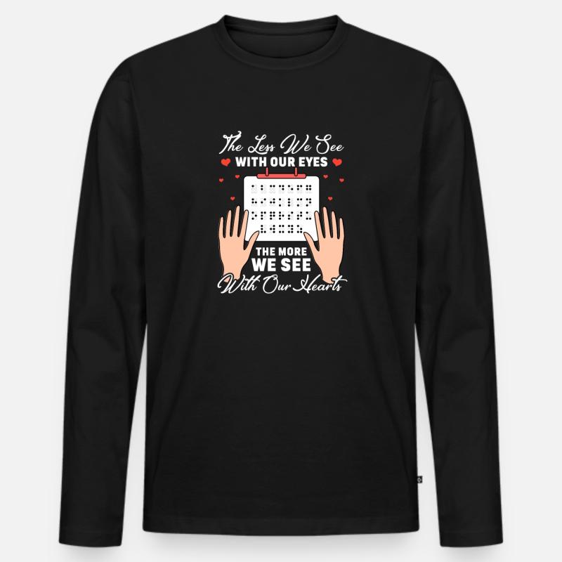 Braille Blindenschrift Blind Geschenk - Männer Premium Bio Langarmshirt - Schwarz