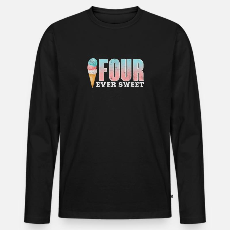 Eiscreme - Männer Premium Bio Langarmshirt - Schwarz
