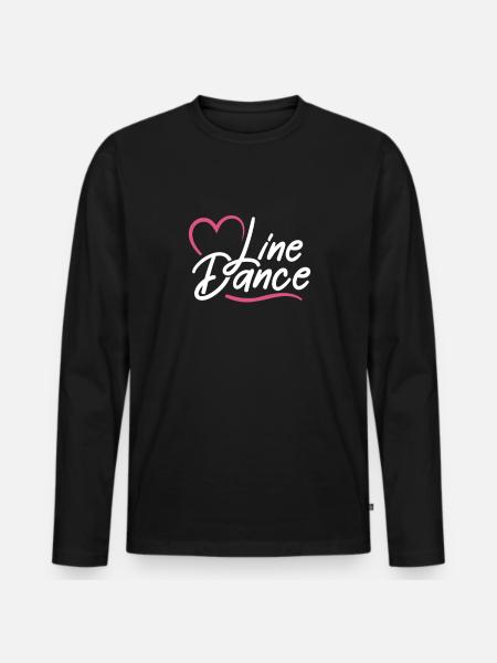 Linedance Country Line Dancer Linedancing Cadeau - Mannen Premium Bio shirt met lange mouwen - zwart