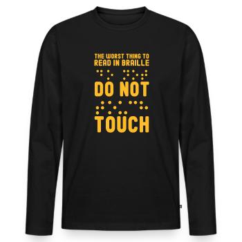Braille Braille Blind Gift - Men's Premium Organic Long Sleeve Shirt - black - Front - Nico (187cm)