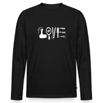 Beautician Cosmetics Makeup Gift - Men's Premium Organic Long Sleeve Shirt - black - Front - Nico (187cm)