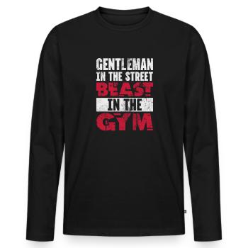 Bodybuilder - Männer Premium Bio Langarmshirt - Schwarz - Vorne - Nico (187cm)