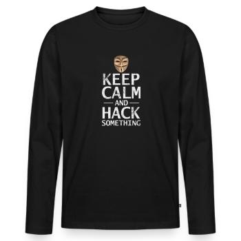 Hacker - Männer Premium Bio Langarmshirt - Schwarz - Vorne - Nico (187cm)