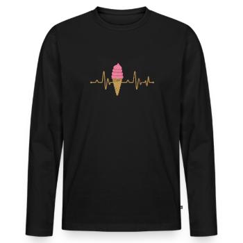 Eiscreme - Männer Premium Bio Langarmshirt - Schwarz - Vorne - Nico (187cm)