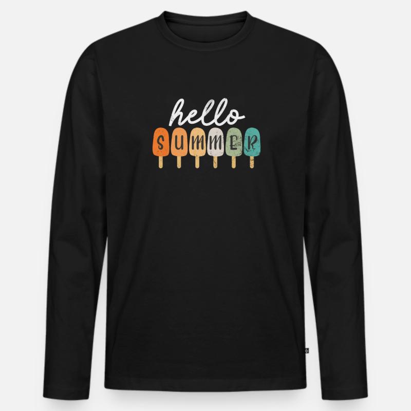 Eiscreme - Männer Premium Bio Langarmshirt - Schwarz
