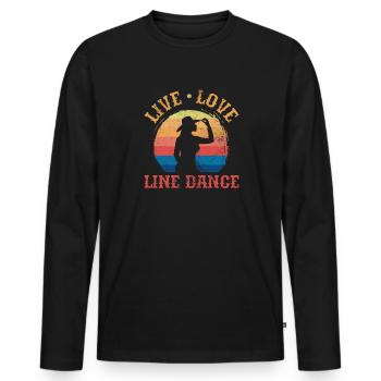 Linedance - Männer Premium Bio Langarmshirt - Schwarz - Vorne - Nico (187cm)