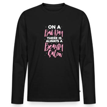Beautician Cosmetics Makeup Gift - Men's Premium Organic Long Sleeve Shirt - black - Front - Nico (187cm)