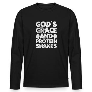 Bodybuilder - Männer Premium Bio Langarmshirt - Schwarz - Vorne - Nico (187cm)