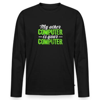 Hacker - Männer Premium Bio Langarmshirt - Schwarz - Vorne - Nico (187cm)