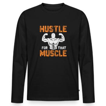 Bodybuilder - Männer Premium Bio Langarmshirt - Schwarz - Vorne - Nico (187cm)